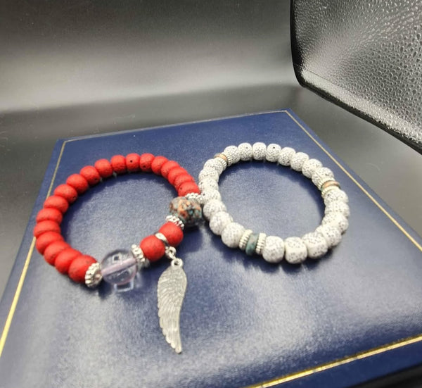 Red and White Bracelet Set